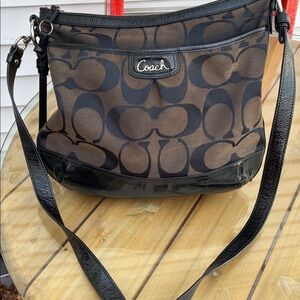 Coach Signature Brown and Black Shoulder Bag